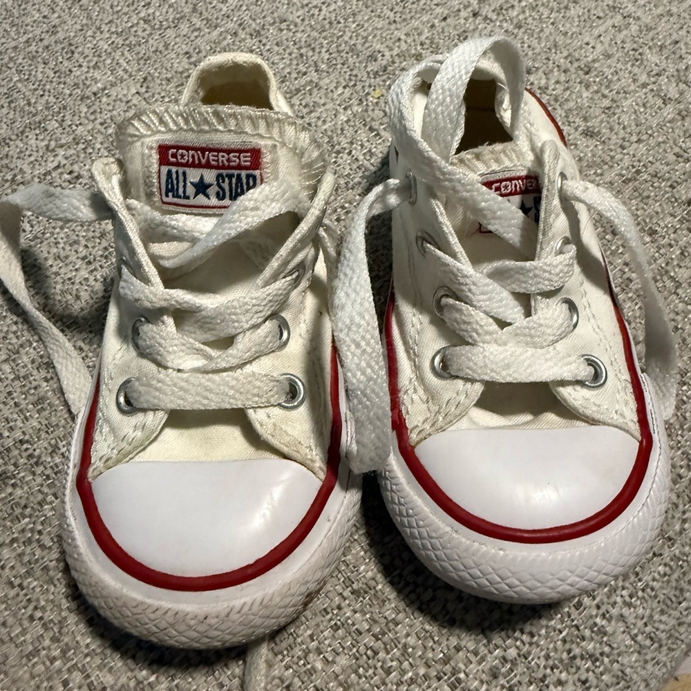 Converse Kids Cream and Red Sneakers